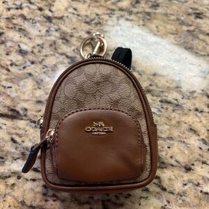 Coach Brown and Tan Mini Backpack Keychain